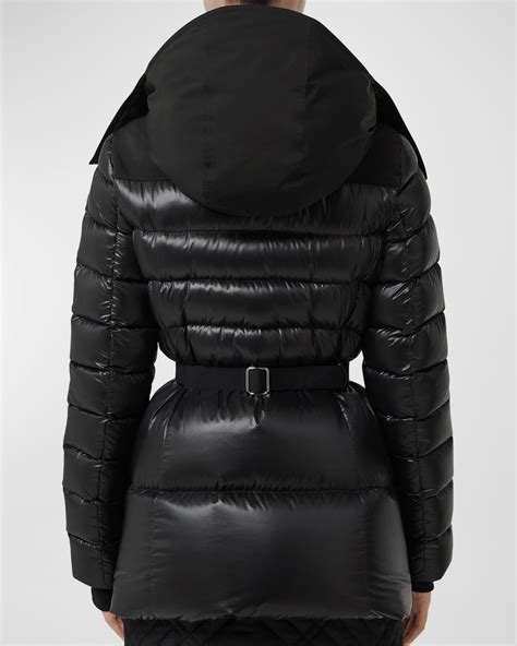 navy blue coat burberry puffer|Burberry burniston belted puffer coat.